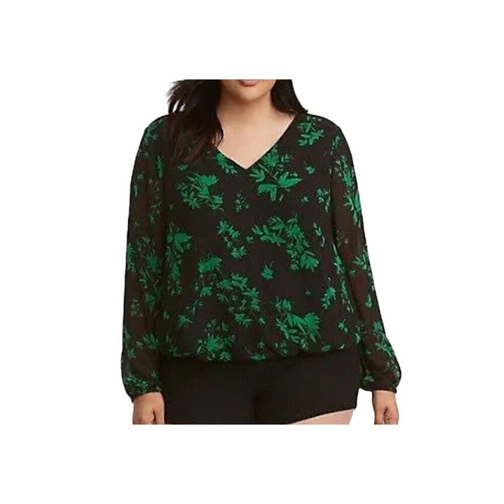Torrid Top Women 12 Black Pullover Floral Boho Western Mature‎ Whimsical Preppy